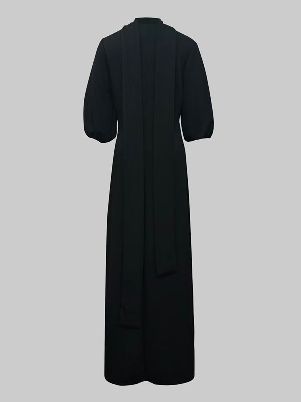 Abito Maxi Elegante con Bottoni Laterali